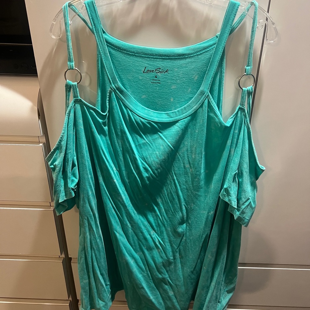 Turquoise off the shoulder blouse
